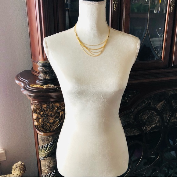 Vintage 70s gold plated multi strand chain diamond cut accent necklace NWT - Picture 3 of 9